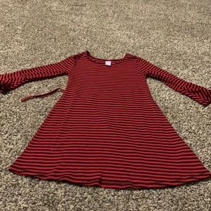 Justice black and red long sleeve striped dress. Size 6